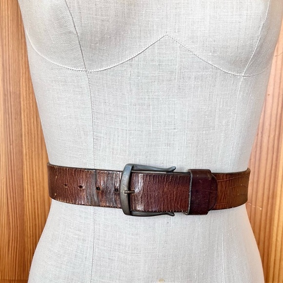 Vintage Genuine Leather Tooled Western Belt Distressed Supple Boho Festival - Picture 3 of 9